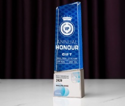 Crystal Award - Blue Crystal with White Crown and Base