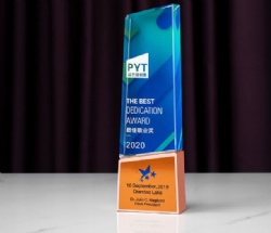 Crystal Award - Turquoise Blue Crystal and Copper Base Award