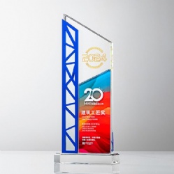 Crystal Award - Blue Frame and Colorful Graphics