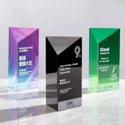 Crystal Award - Geometric Prism with Color Gradient