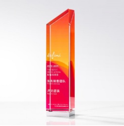 Crystal Award - Angled Top with Gradient Red and Orange