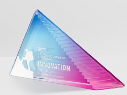 Blue to Pink Gradient Triangle Crystal Award