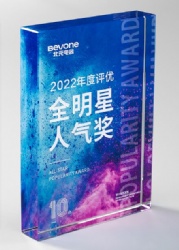 Blue and Purple Gradient Rectangular Crystal Award