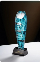 Teal Faceted Crystal Award