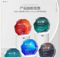 Crystal Award - Octagon Shaped Award