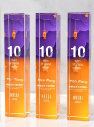 Purple and Orange Rectangular Crystal Award