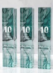 Teal & Gray Rectangular Crystal Award