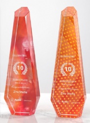 Faceted Orange & Red Crystal Award