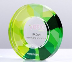 Green Geometric Circular Crystal Award