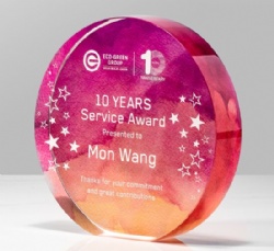 Round Fuchsia & Orange Crystal Award