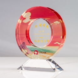 Crystal Award: Red Circle with Landscape