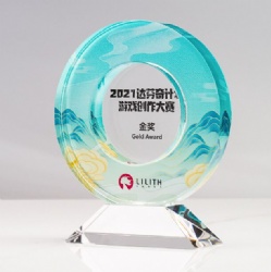 Round Teal Crystal Award
