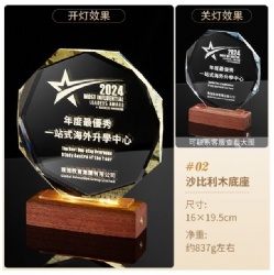 Geometric Crystal Award with Golden Accents