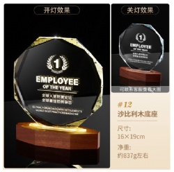 Crystal Award - Crystal Polygon with Sapele Base