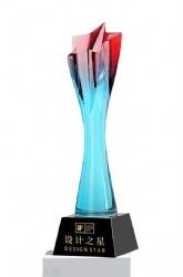 Blue and Red Star Shaped Crystal Award