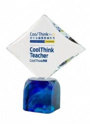 Diamond-Shaped Crystal Award with Blue Base