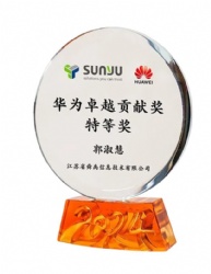 Round Clear Crystal Award with Orange Base