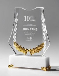 Crystal Award: Shield Shape with Golden Accents