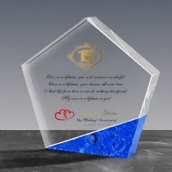 Geometric Blue Marble Crystal Award