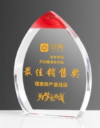 Red-Tipped Oval Crystal Award