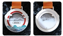 Circular Flowing Sand Custom Medal