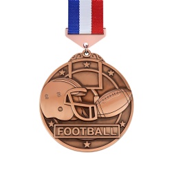Bronze Football Helmet and Ball Medal