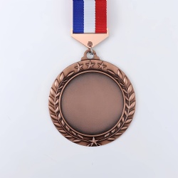 Round Bronze Medal with Laurel Wreath and Stars