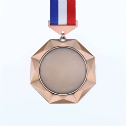 Octagonal Bronze Medal with Tri-Color Ribbon