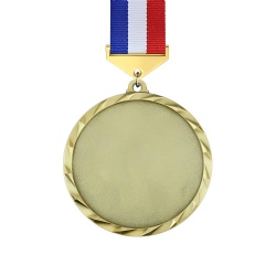 Round Golden Medal with Tri-Color Ribbon