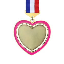 Heart-Shaped Pink and Gold Medal