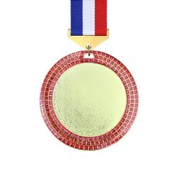Round Red-Gold Mosaic Medal