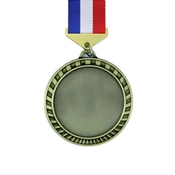 Round Zinc Alloy Medal with Tri-Color Ribbon