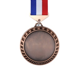 Round Bronze Medal with Tri-Color Ribbon