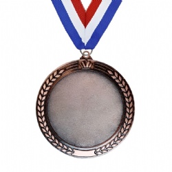 Round Bronze Medal with Laurel Wreath and Crown