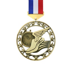 Gold Winged Shoe and Stopwatch Medal