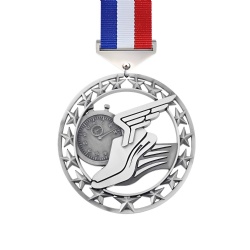 Silver Winged Shoe and Stopwatch Medal