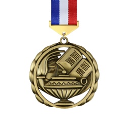 Gold Educational Torch and Book Medal