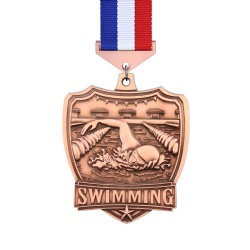 Bronze Shield-Shaped Swimming Medal