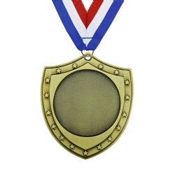 Gold Shield Medal with Embossed Stars