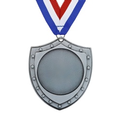 Silver Shield Medal with Embossed Stars