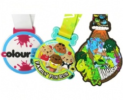 PVC Cartoon Dog Family Fun Run Medal, Colour Splash and Madagascar Themed Medal