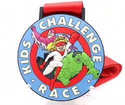PVC Kids Race Challenge Medal with Superhero Design