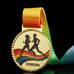 Running Medal with Rainbow and Runner Silhouettes - 7cm