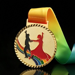 Dance Medal with Rainbow and Dancer Silhouette