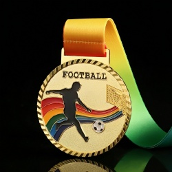 Football Medal with Rainbow and Player Silhouette - 7cm