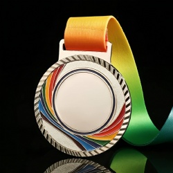 Rainbow Wave Design Award Medal - 6.5cm with Colorful Ribbon