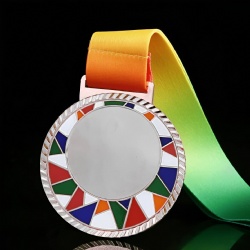 Mosaic Pattern Medal with Gradient Ribbon - 7cm