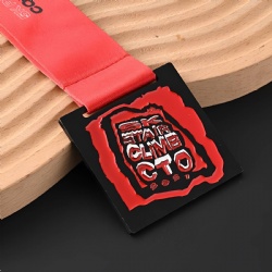 5K Run Stair Climb CTO Medal with Red Ribbon