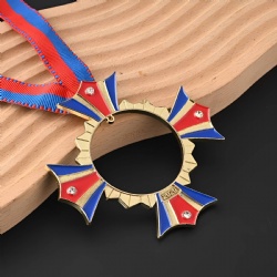 Medal with Red, Blue & Gold Design