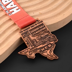Harbor Half Marathon Medal with Texas Shape